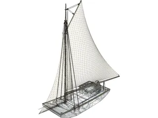 USS Wartappo Civil War Scow 3D Model