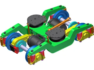 2 Axle Traction Rail Bogie 3D Model