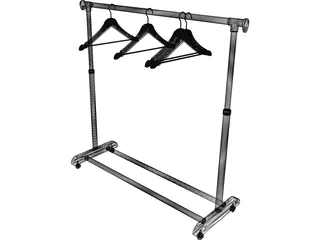 Clothes Rack with Hangers 3D Model