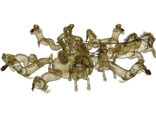 Chariot with Horses and other Creatures 3D Model