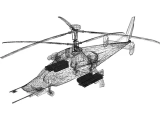 Kamov KA-58 Attack Helicopter 3D Model