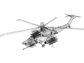 Mil MI-28N Attack Helicopter 3D Model