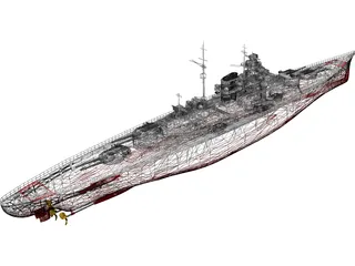 Battleship Tirpitz 3D Model