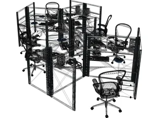 Office Table Workspace 3D Model