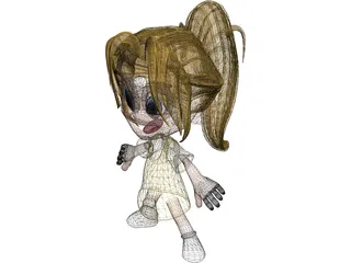 Cartoon Kid Girl 3D Model