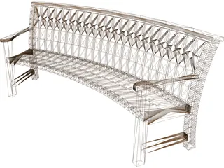 Curved Bench 3D Model