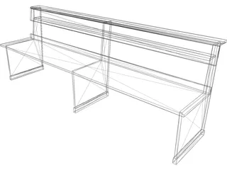 Church Bench Long 3D Model