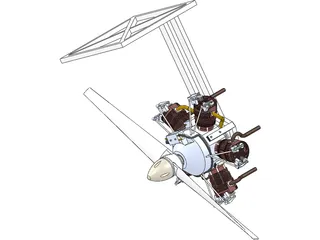 Edwards Five Cylinder Radial Gas Engine 3D Model