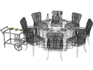 Kitchen Table with Chairs 3D Model