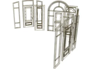 Wood Doors Collection 3D Model