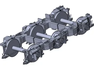 Locomotive Bogie 3 Axle 3D Model