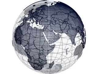 Globe Map Geopolitical Extruded 3D Model