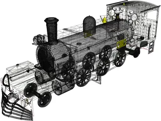 Narrow Gauge Steam Locomotive 3D Model