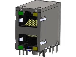 RJ45 Double Connector 3D Model