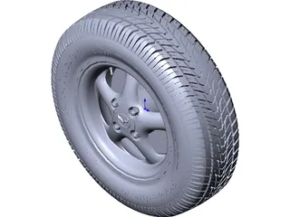Mazda Miata MX-5 Wheel and Tire 3D Model