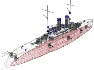 Casemate Battleship 3D Model