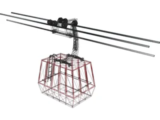 Three-Aerial Ropeway 3D Model