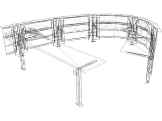 Desk Curved Reception 3D Model