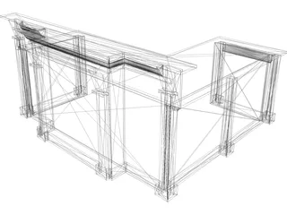 Desk L-Shaped Reception 3D Model
