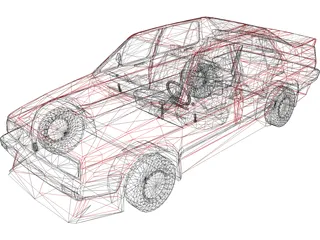 Volkswagen Jetta GTI (1987) 3D Model