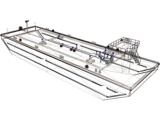 Oil Tanker Barge 3D Model