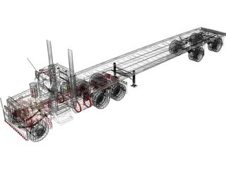 Peterbilt Semi Tractor-Trailer 3D Model