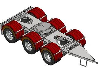 Tri-Axle Dolly 1540 Axle Centers 3D Model