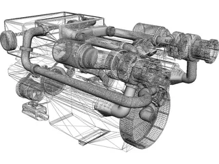 MAN Marine Diesel V12 Engine 3D Model