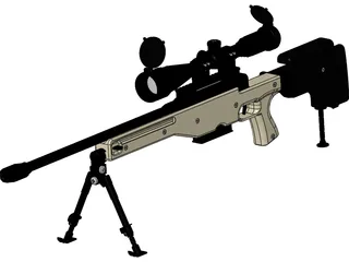 .338 Lapua Magnum Sniper Rifle 3D Model