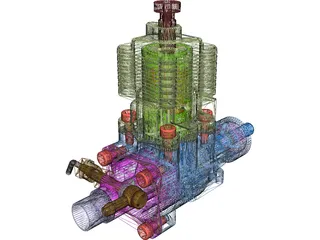 Ethanol RC Auto Combustion Engine 3D Model