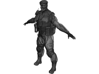 Soldier Black Beret 3D Model