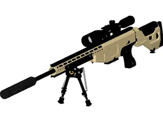 .338 Lapua Magnum Sniper Rifle 3D Model