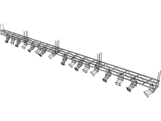 Truss with Stage Ligths and Chains 3D Model