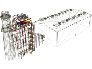 Gas Power Plant 3D Model