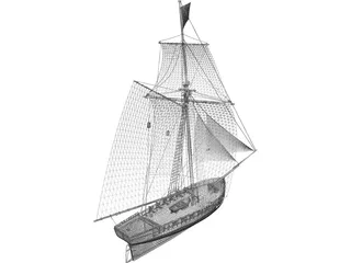 Anne and Mary Sailing Ship 3D Model