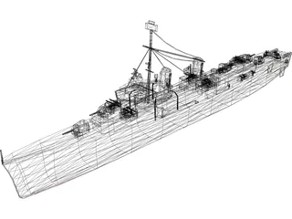 Fletcher Class Destroyer 3D Model