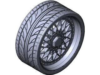 BBS RS Replica 3 Piece Wheel and Tire 3D Model