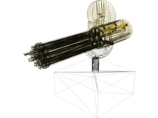 Gatling Gun Hand-Crank 3D Model