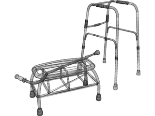 Walker Cane and Bath Chair 3D Model