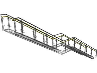 Stair with Glass Rail 3D Model