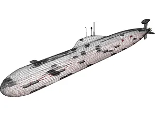 Soviet Akula Attack Submarine 3D Model