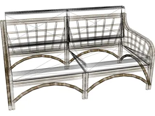 Sofa Bambu and Rattan 3D Model