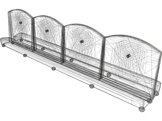 Booth 4 Panel Double Princeton 3D Model