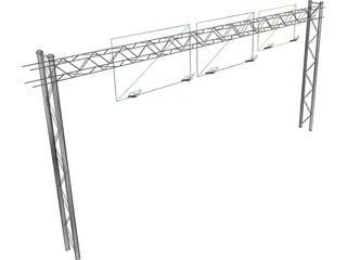 Highway Truss with Signs 3D Model