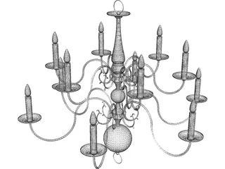 Colonial Chandelier 3D Model