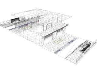 Pit Lane Boxes 3D Model