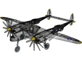 Lockheed P-38J Lightning 3D Model