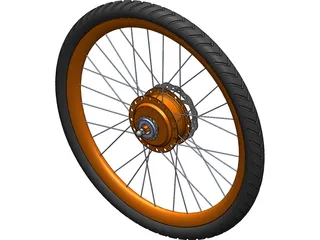 Rear Wheel with CVT Hub 3D Model