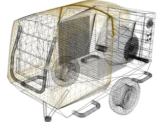 Mobile Air Compressor 3D Model