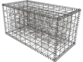 Natural Large Stone-Filled Metal Gabions 3D Model